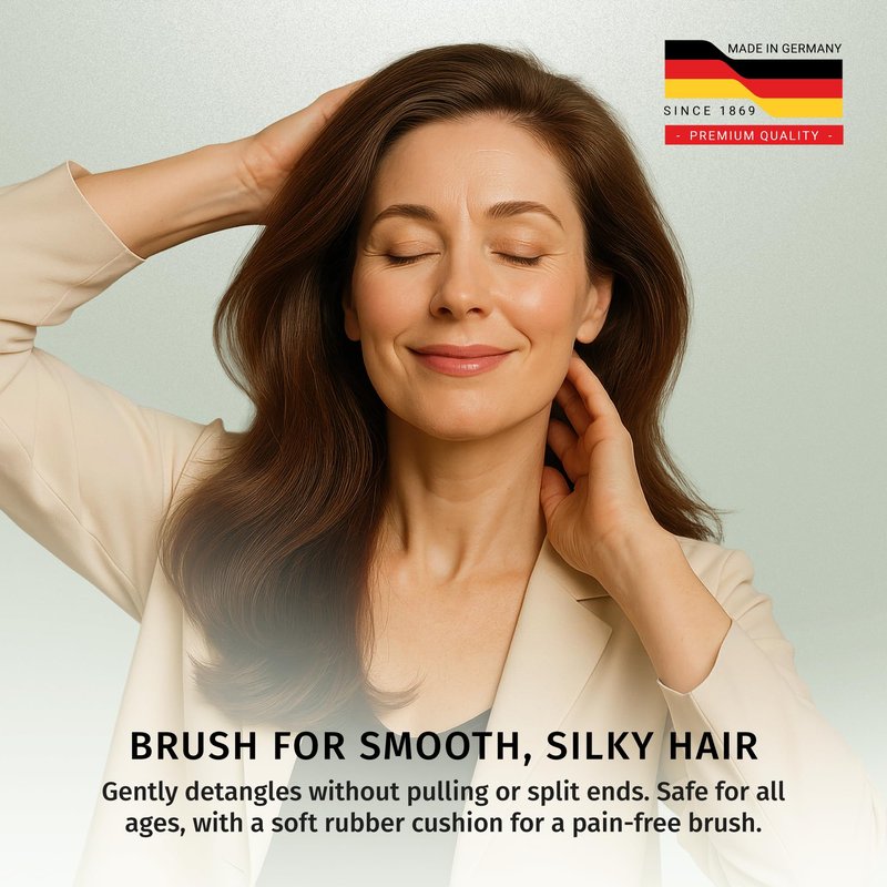 SHASH 100% First Cut Boar Bristle Hair Brush, Suitable For FINE TO THIN HAIR TYPES ONLY - Naturally Conditions Hair, Improves Texture, Exfoliates, Stimulates, Made in Germany (Medium)