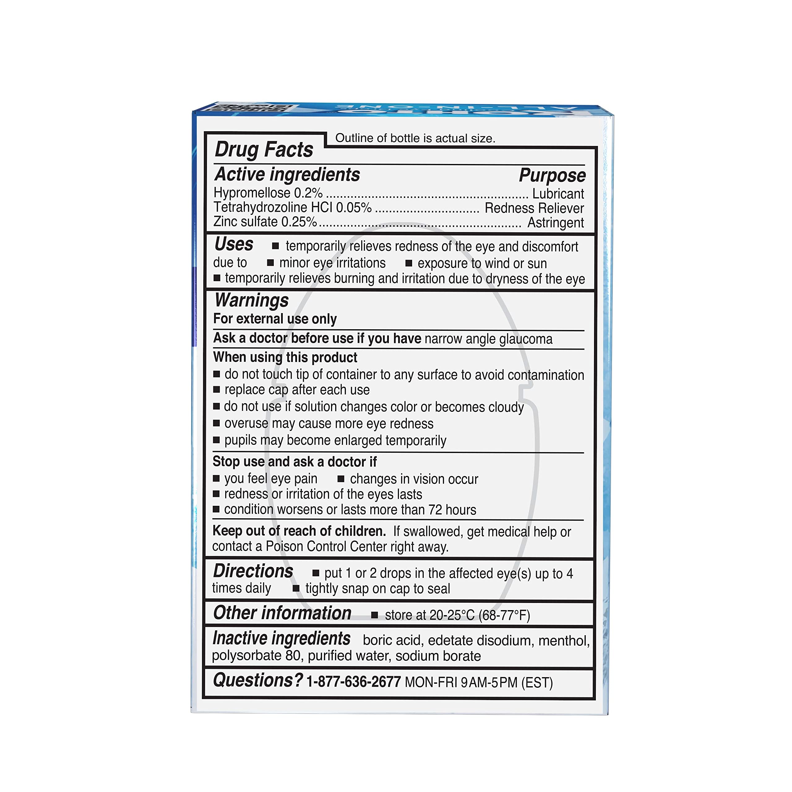 Rohto All-in-One Multi-Symptom Eye Drops, CoolSense™ Technology Relieves Irritation from Red, Dry, Itchy, Burning, Gritty, and Watery Eyes, 0.4 fl oz, 3 Count