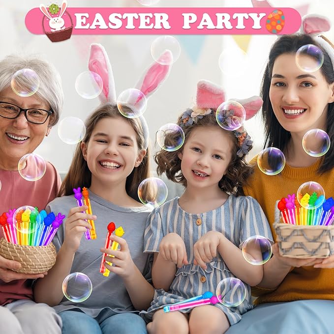 Easter Basket Goodie Bags Stuffers for Kids,32 Pack Mini Bubbles Party Favors for Toddlers,Easter Gift Treat Goody Bags Pinata Fillers,Easter Essentials Stuff Non Candy Classroom Prizes for Boys Girls