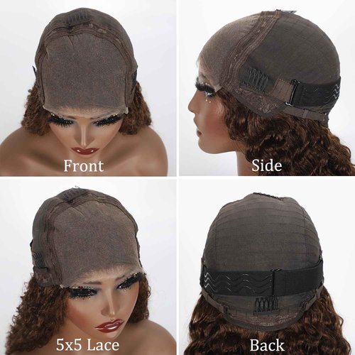 ONICE Wear And Go Glueless Wigs Human Hair Pre Plucked Pre Cut 5x5 HD Lace Closure Human Hair Wigs For Black Women Upgraded No Glue Deep Wave Lace Front Wigs Human Hair(Chocolate Brown,18Inch)