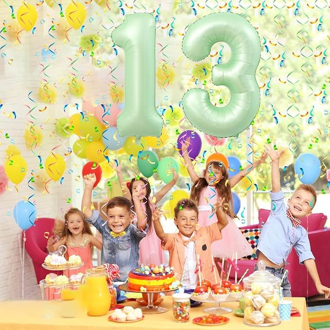 40 Inch Number 13 Balloons, Olive Green Giant Jumbo Helium Number 13 31 Foil Balloons for 13th 13th Birthday Party Anniversary Events Boys Girls Decorations Supplies