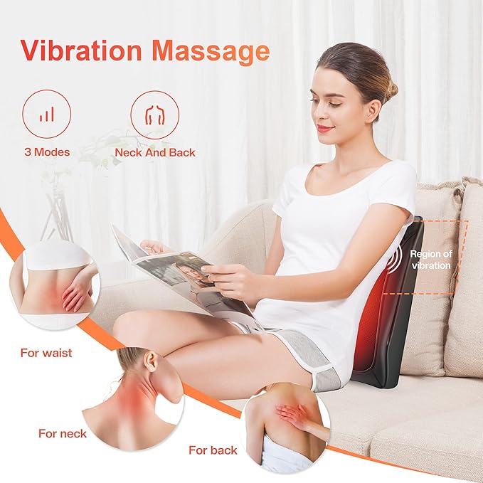 COMFIER Christmas Gift for Men Women,Back Massager with Heat, Shiatsu Neck and Back Massager with Heat for Back Pain, Soothing Heating & 3D Kneading Massage Pillow