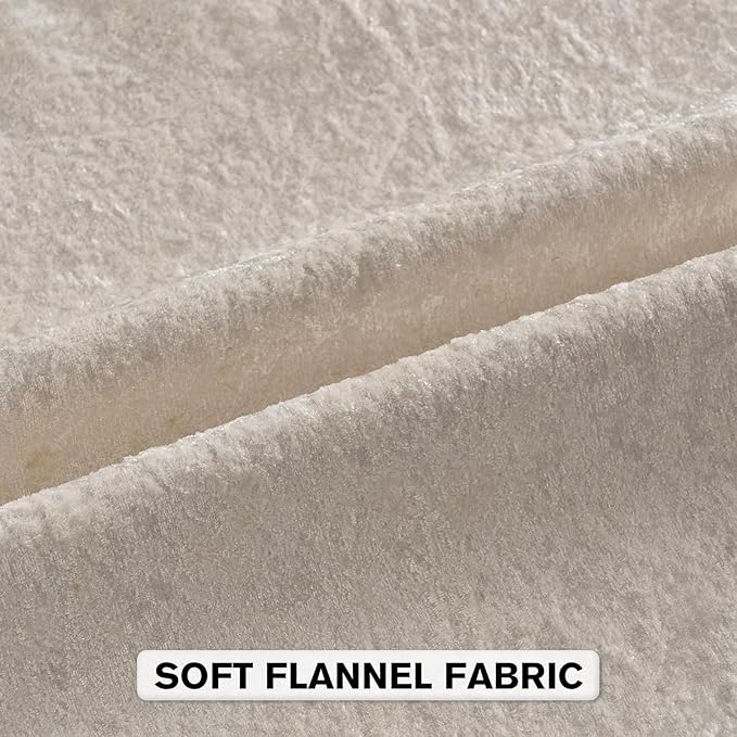 FUTEI Cream Flannel Throw Pillow Covers 24x24 Inch Set of 2,Soft Dimensional Textured European Cushion Cases,Modern Home Decor for Couch Living Room