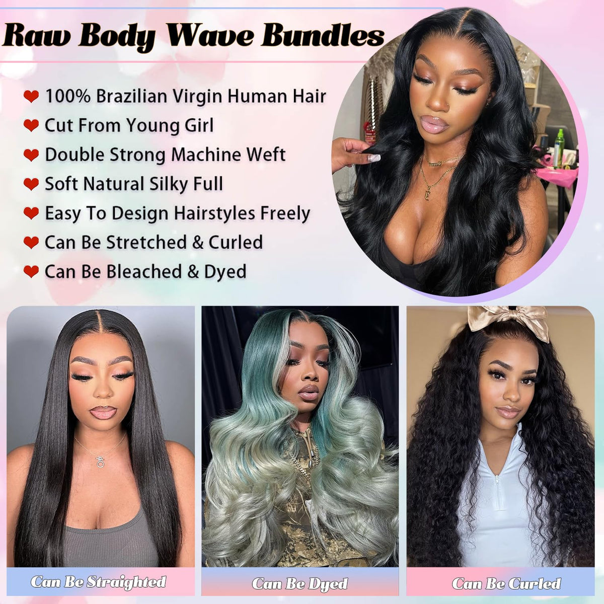 KAITHLYPO 15A Human Hair Bundles 18 Inch Raw Body Wave Quick 1 Bundle for Women 100% Unprocessed Brazilian Virgin Weave Wavy Human Hair Bundles
