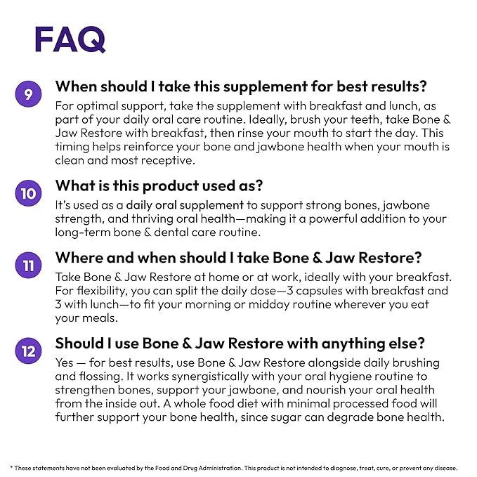 Bone & Jaw Restore – Calcium Supplements with Vitamin D3, K2 & Magnesium | Non-GMO | Bone Builder & Nutrition Support for Women & Men | Density Support Formula | 180 Capsules Bottle