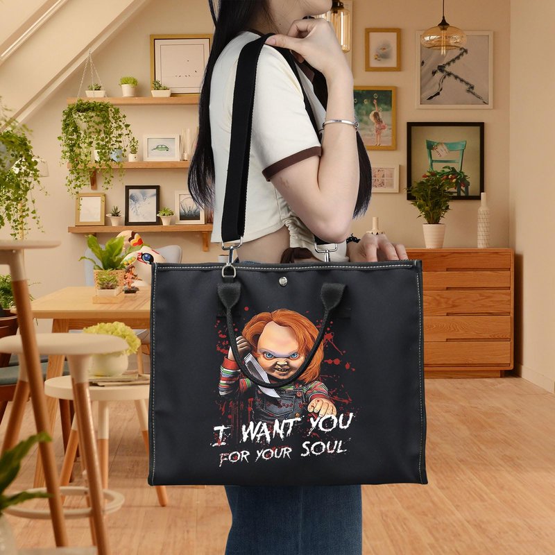 BWWKTOP Evil Doll Cosmetic Makeup Bag Murderous Toy Gifts I Want You For My Soul Zipper Travel Bags Killer Doll Merch (for My Soul BG)