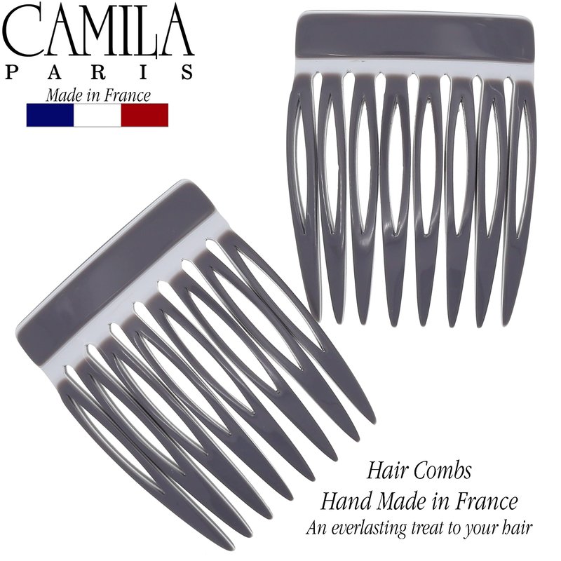 Camila Paris Onyx and Pearl French Hair Side Comb 4 Piece Handmade Small, French Twist Decorative Hair Combs, Strong Hold Hair Comb Clips for Women, Styling Girls Hair Accessories, Made in France