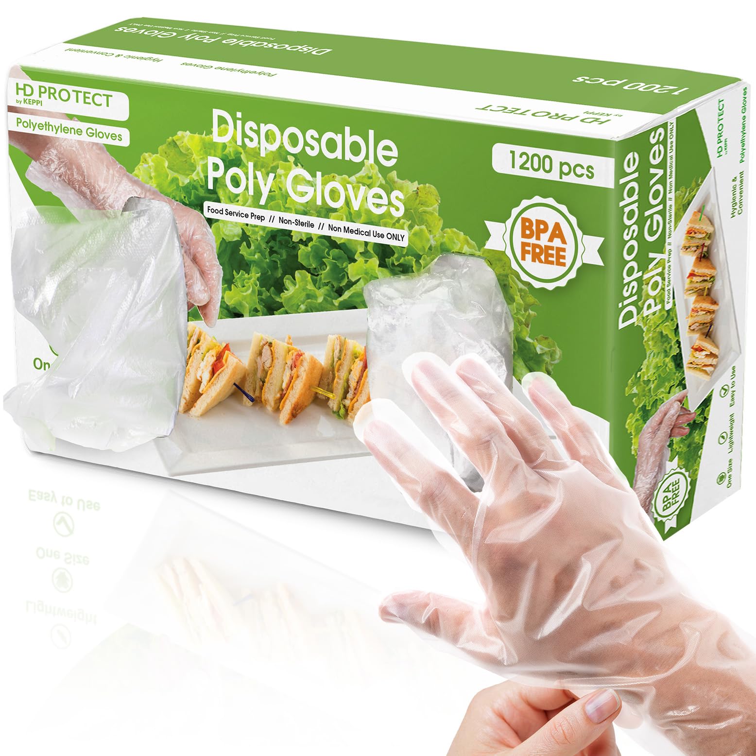 Keppi 1200 pcs Disposable Gloves - BPA & Latex Free - Gloves Disposable Latex Free - For Food Handling - Food Safe - For Cooking - Bulk Purchase - Great Fit - Plastic