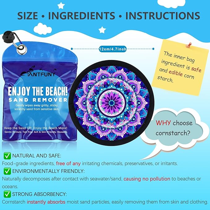 Antfuny 3 Packs Sand Remover Cleaner Eraser for Family Women Vacation Trip Hawaii Honeymoon Gift Costa Rica Must Haves Resort Rio de Janeiro Bahamas Punta Cana Essential Waikiki Spring Trip Towel