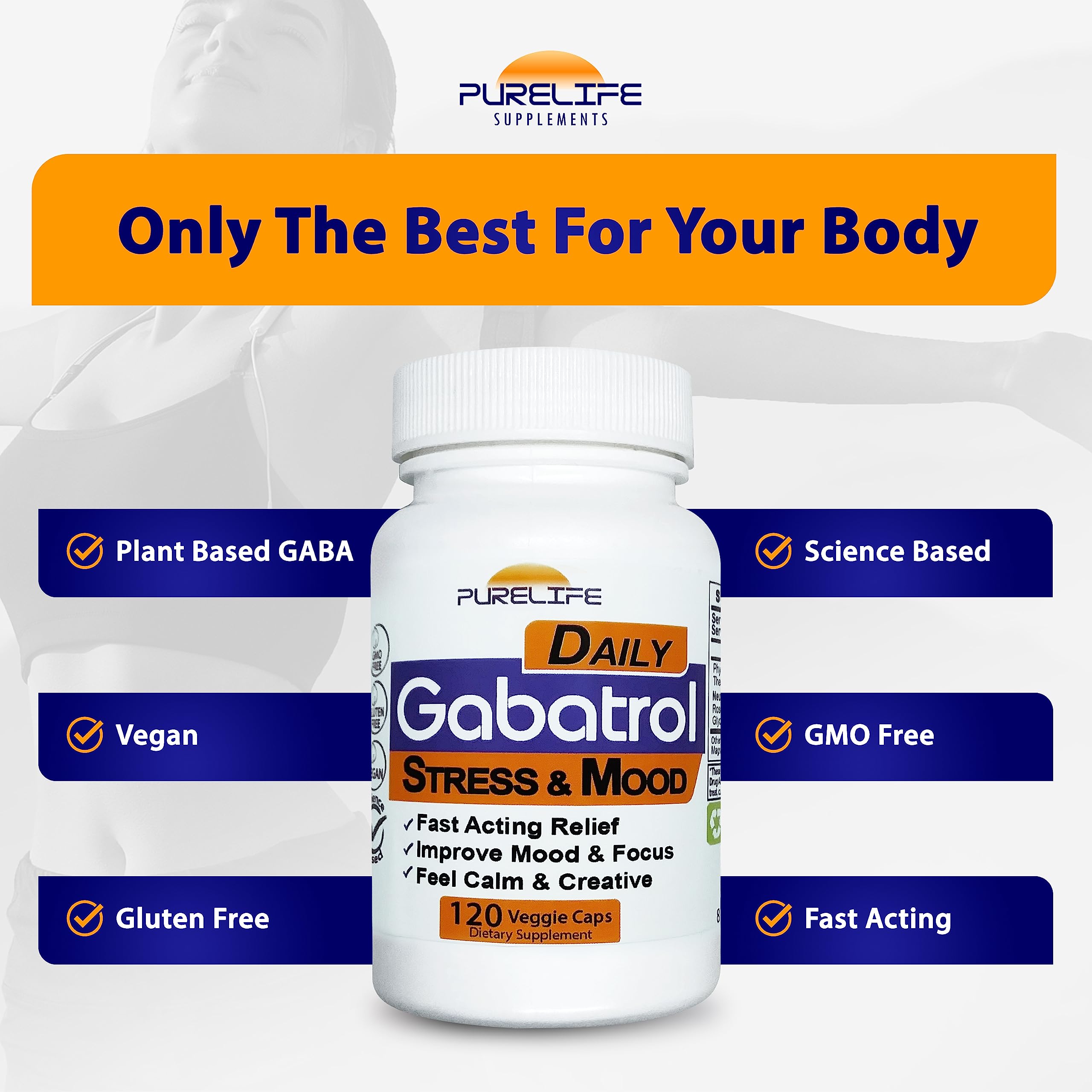 Gabatrol Daily – Plant Based GABA Supplement. Vegetarian and Vegan Friendly (120 Veggie Caps)