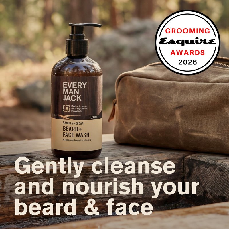 Every Man Jack Beard + Face Wash - Vanilla + Cedar Scent - Gently cleanse skin and soften beard - Made with Glycerin and Aloe - 6.7 fl. oz (2 Pack)