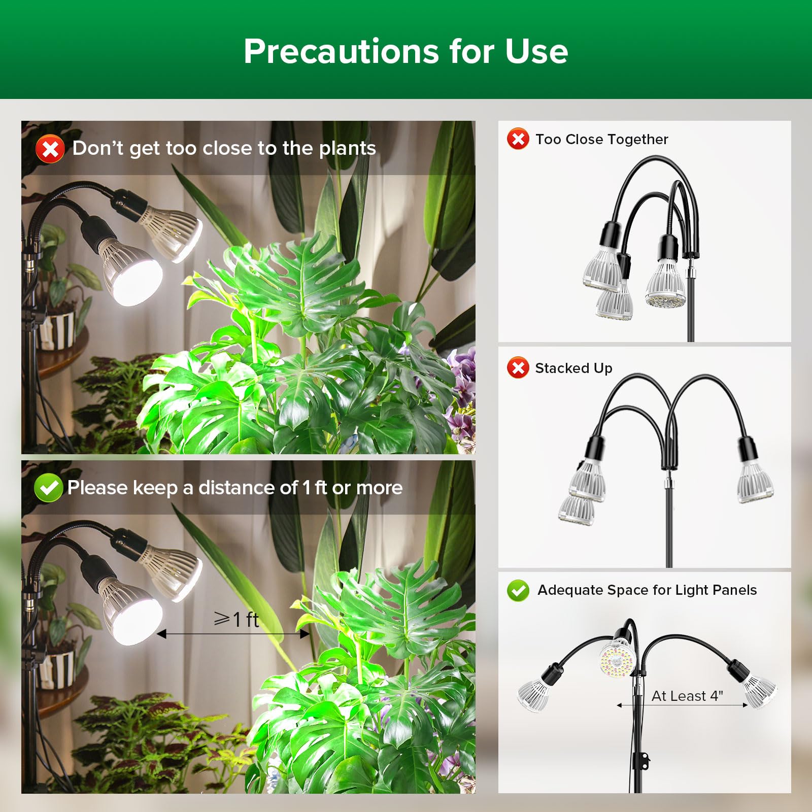 SANSI 90W Full Spectrum LED Grow Light Tripod 5000K 660nm Replaceable Bulbs