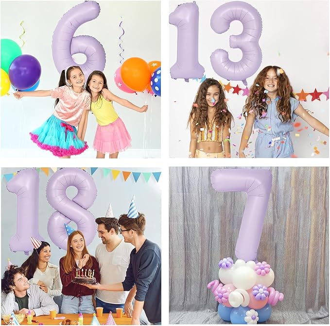 40 Inch Purple Number Balloons Light Purple 9 Balloon Matte purple Birthday Balloons 0-9 Birthday Wedding Party digital Decorations (Number 9)