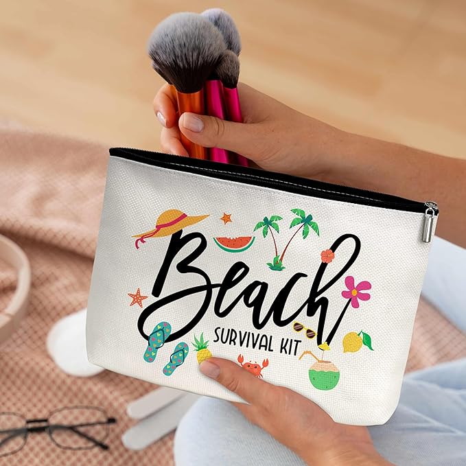 Summer Cosmetic Bag, Cruise Gift Makeup Bag with Zipper for Toiletry Bag Accessories, Beach Lover Gifts for Women Girls Birthday- B10
