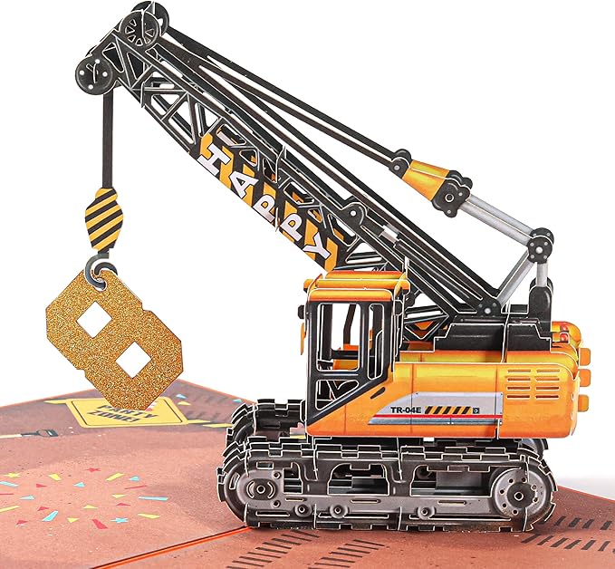 Liif Crane Happy 8th Birthday Card for 8 Years Old Kids, Boy, Son