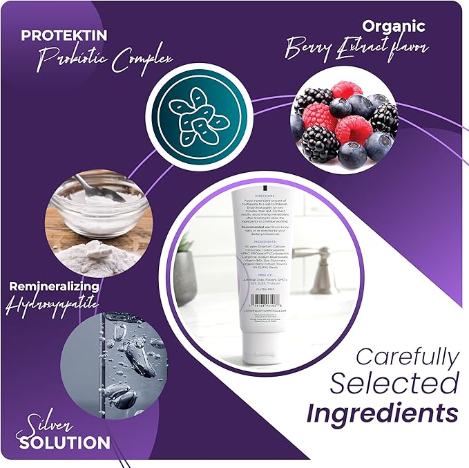 Kids Hydroxyapatite Toothpaste – Natural Mixed Berry – Fluoride-Free Remineralizing Toothpaste with PROtektin – Strengthens Enamel & Supports Oral Microbiome – 4 oz