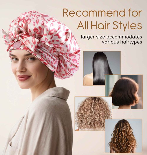 LC-dolida Bluetooth Silk Bonnet for Sleeping Women with Stereo Speaker, Ajustable Sleep Satin Bonnet Double Layer for Curly Natural Hair Ideal for Gift Restful Sleep Music