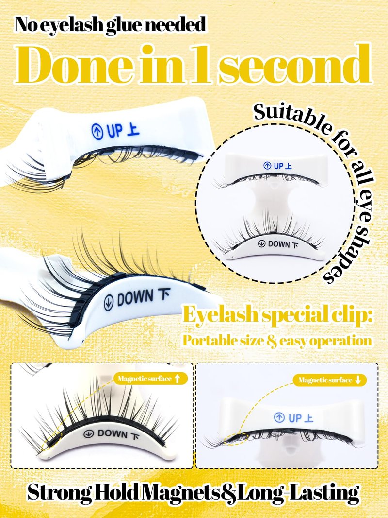 Elara Craft Magnetic Eyelashes with Applicator,Reusable Magnetic Lashes without Eyeliner, Glue-free False Lashes, Waterproof, Lightweight(Simple)