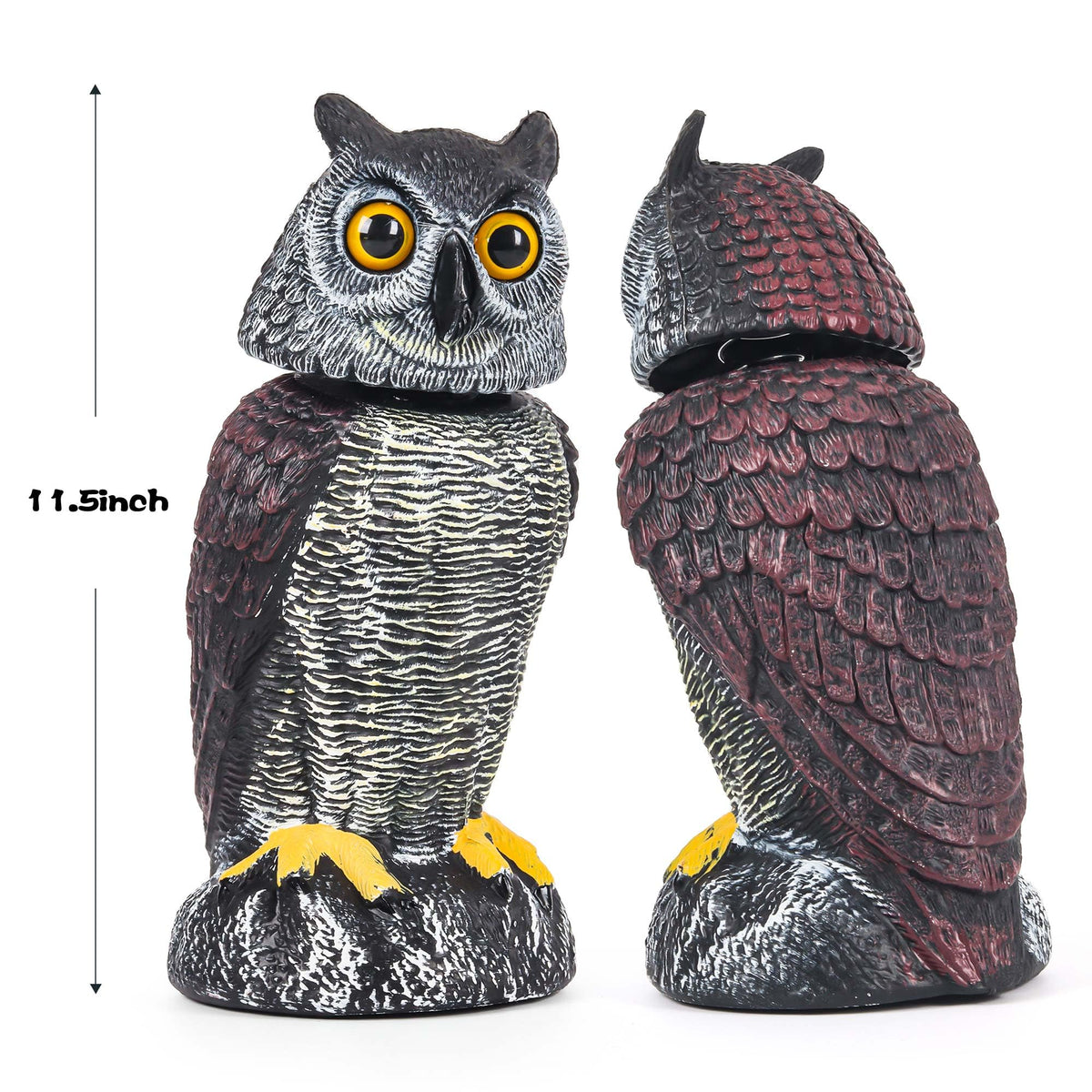 Crobirware 3 Pack Fake Owl Decoys to Scare Birds Away