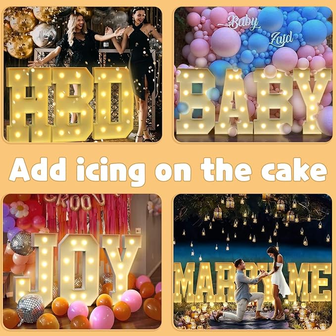 imprsv 3FT Block Marquee Letters Light Up Letters for Birthday Baby Shower Party Backdrop Decor, Large Light Up C for Wedding Decorations Engagement Party Decorations