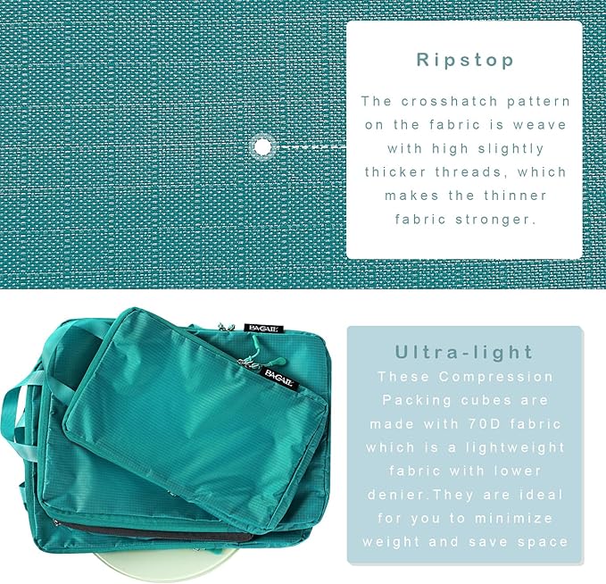 BAGAIL 6 Set Ultralight Compression Packing Cubes Packing Organizer for Travel Accessories Luggage Suitcase Backpack