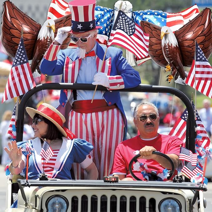 4 PCS American Flag Balloons Eagles Balloon, Large 3D Eagle Balloon Patriotic Balloons for 4th of July Party Decorations Red White Blue Decorations