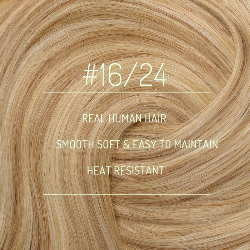 RUNATURE Blonde Clip in Hair Extensions Real Human Hair, Short Hair Extensions Clip Ins, Remy Human Hair Clip in Extensions, Natural Looking, 10 Inch 80g 7pcs #16P24 Golden Blonde Highlight
