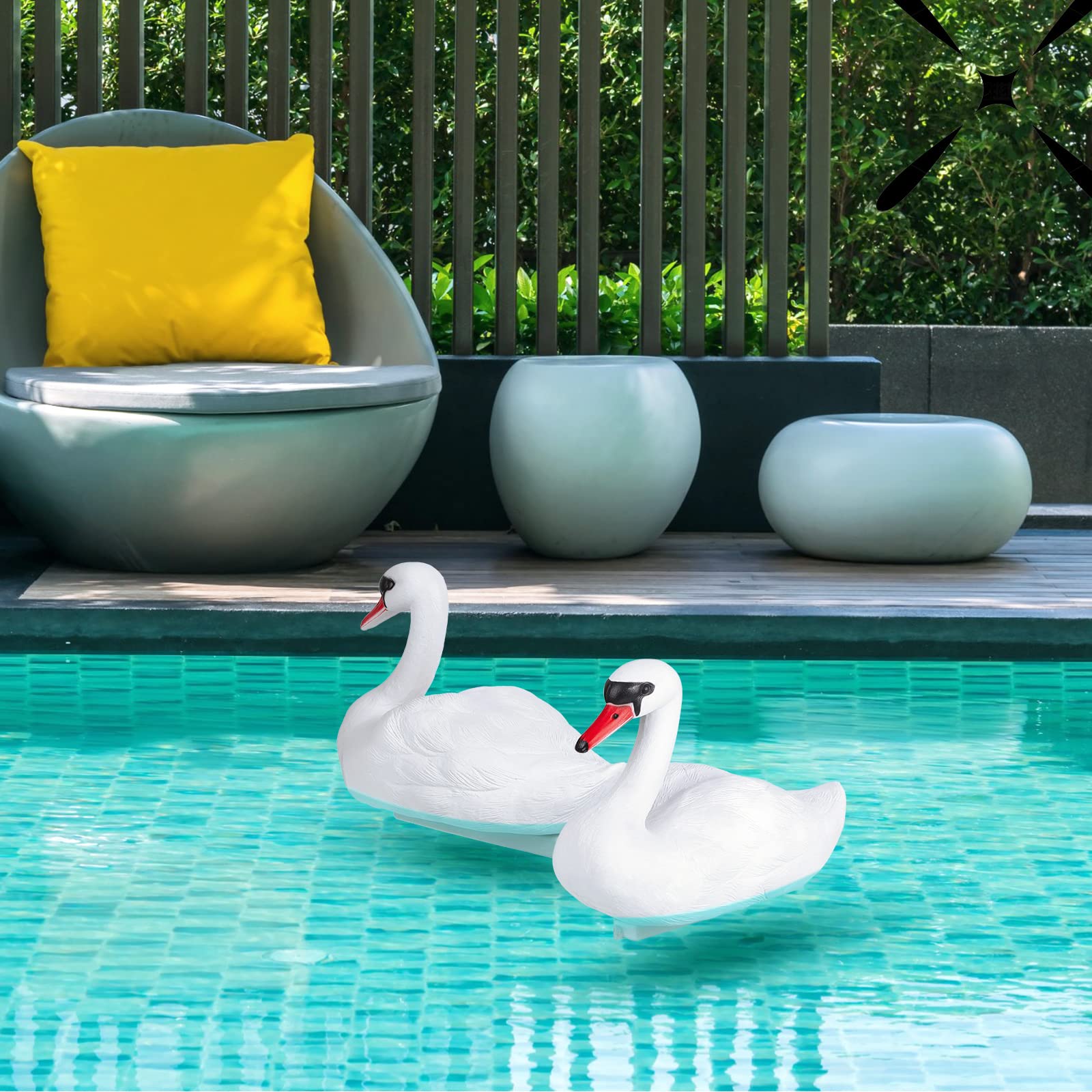 Deekin Swan Decoy Pool Float, 2 Pcs, Goose Decoy for Pond Garden, White