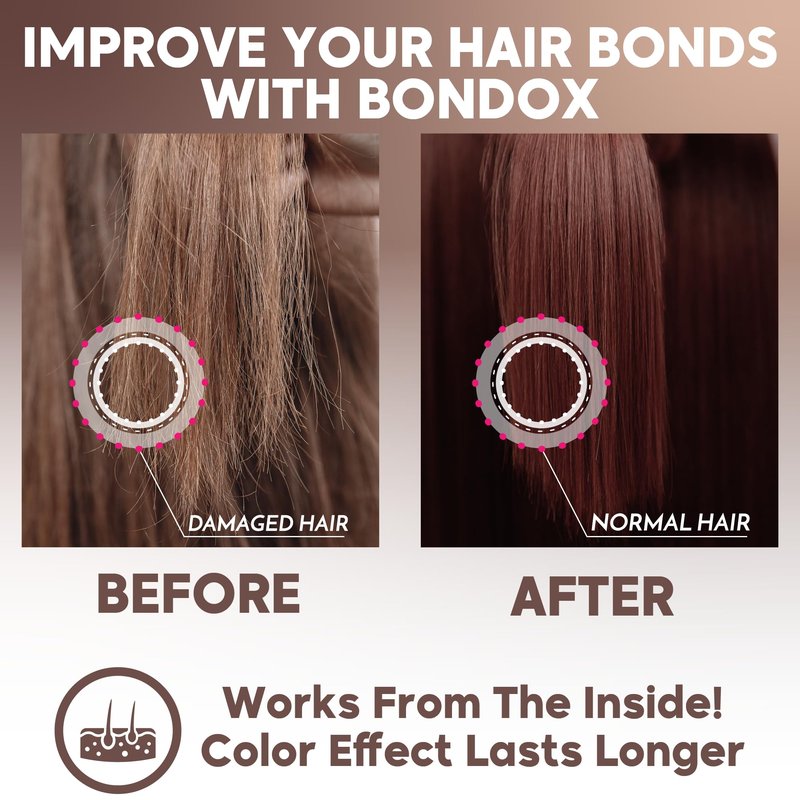 Hair Treatment Mask Damaged Dark Brown Color BONDOX 8.8oz | Color Depositing Mask with Almond Oil | Marine Seaweed Collagen | Formaldehyde-Free | Enhances Elasticity, Flexibility, Softness & Moisture