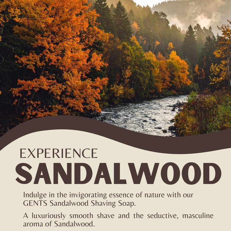 GENTS Men’s Sandalwood Shaving Soap - Natural Bar with Shea Butter & Glycerin for Rich Lather, 3oz