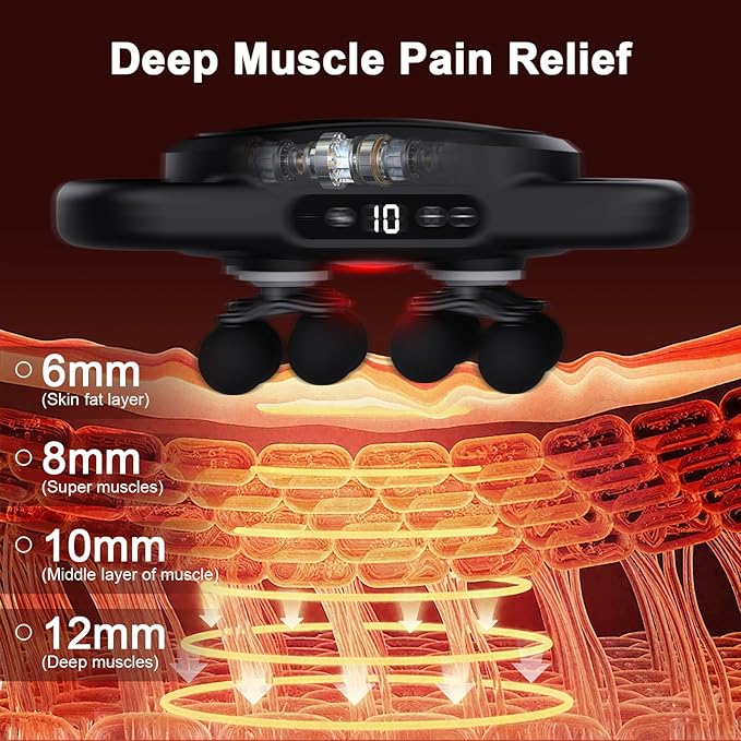 12 Head Massage Gun Deep Tissue with 9 Levels & 9 Modes,Electric Percussion Massager Tool for Back/Shoulder/Waist/Leg/Arm/Foot/Buttocks- Full Body Muscle Pain Relief, Ideal Gifts for Women/Men/Mom/Dad