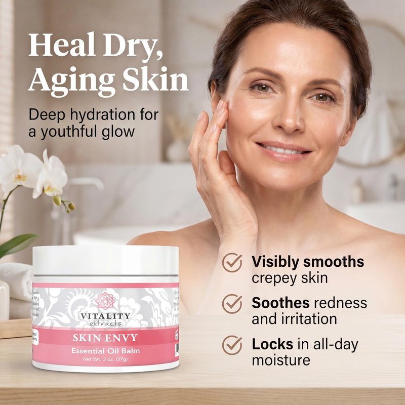 Vitality Extracts Skin Envy Balm - Moisturizer, Beeswax, Vitamin A, Skin Care, All Natural, Coconut Oil