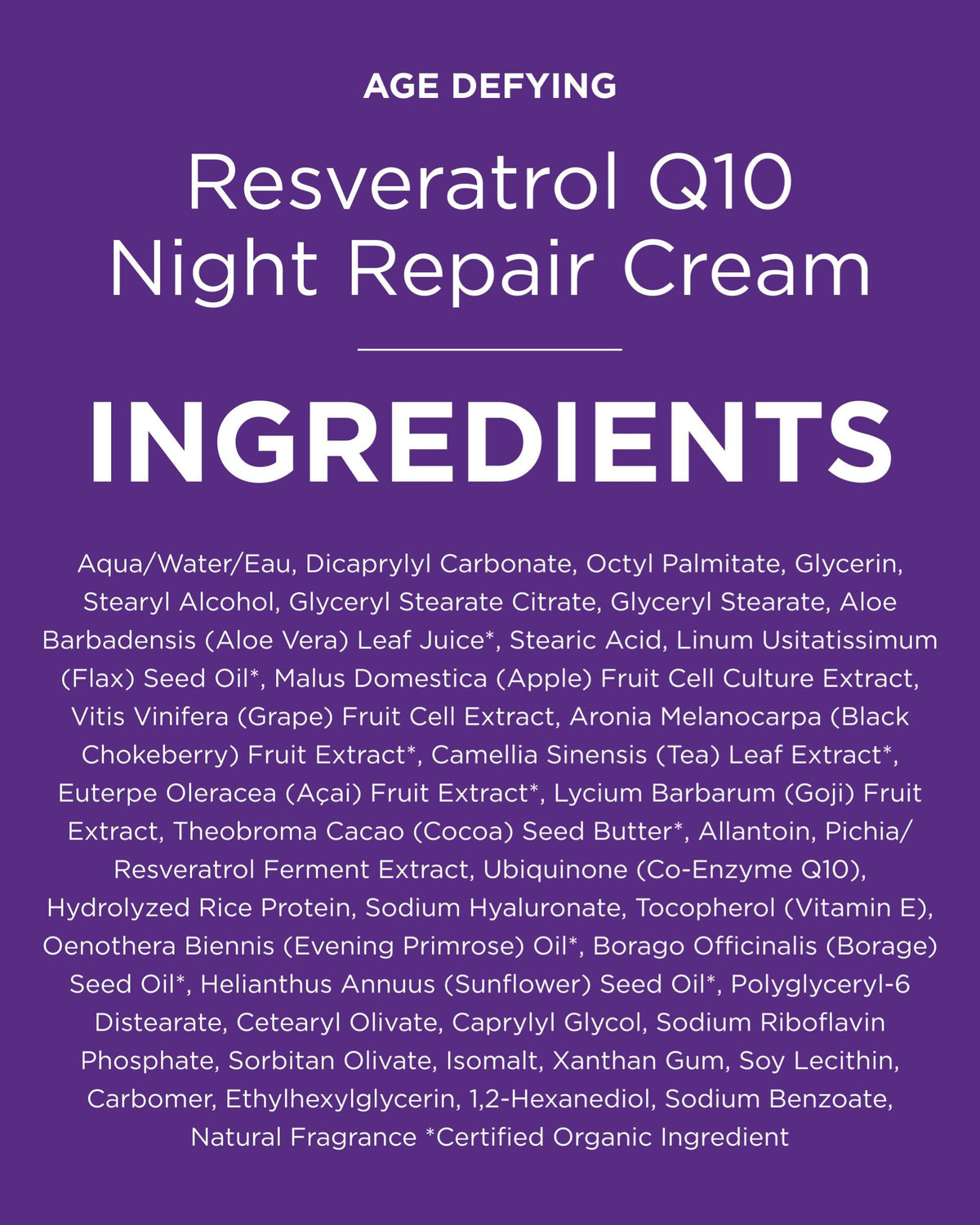 Andalou Naturals Resveratrol Q10 Night Repair Cream, For Dry Skin, Fine Lines & Wrinkles, For Softer, Smoother, Younger Looking Skin, 1.7 Ounce