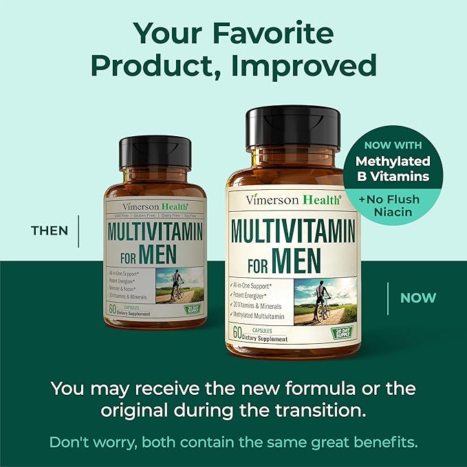 Multivitamin for Men – Methylated Mens Multivitamins & Multiminerals Capsules with Vitamin B12, A, D, C, Zinc, Magnesium & More for Complete Daily Support – High Potency Bioavailable Vitamins for Men