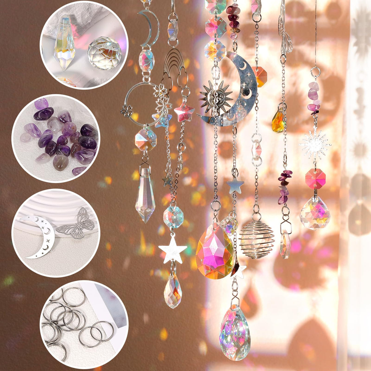 400Pcs DIY Suncatcher Making Kits,Crystal Suncatcher Prism Kit