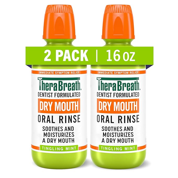 TheraBreath Dry Mouth Oral Rinse, Tingling Mint, Dentist Formulated, 16 Fl Oz (2-Pack)