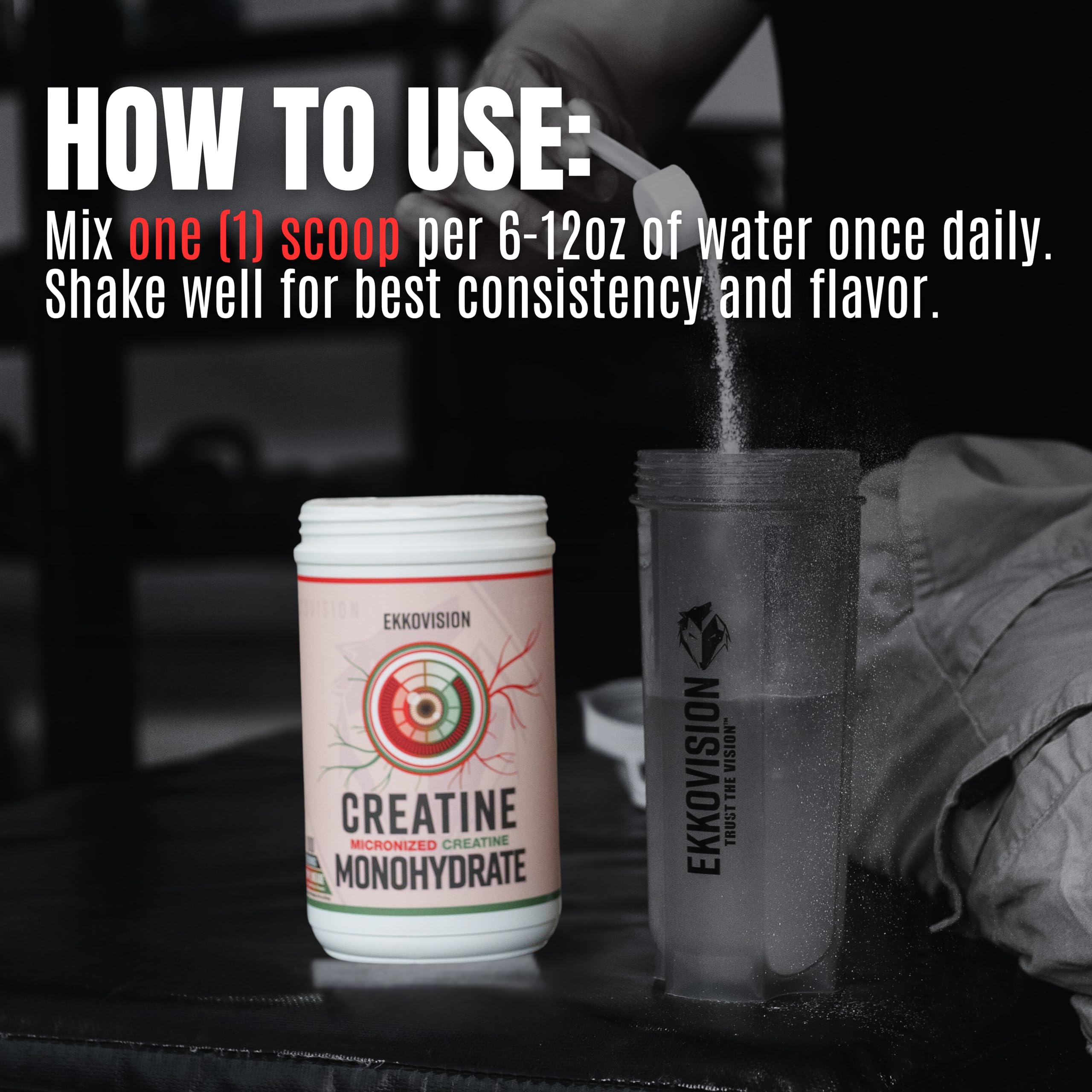 Ekkovision Creatine Monohydrate Powder, Micronized,Fruit Punch, Pre Workout & Post Workout Supplement for Men and Women, Energy Support, Easy to Mix in Shakes, Smoothies & Beverages, 100 Servings