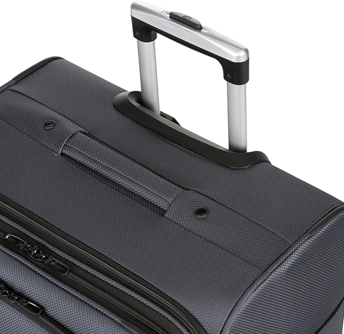 SWISSGEAR Sion Softside Expandable Spinner Luggage Durable Lightweight Travel Suitcase, Dark Grey, Checked-Large 29-Inch