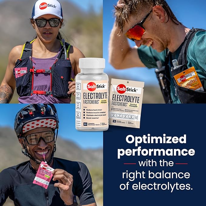 SaltStick Electrolyte FastChews - 120 Count Coconut Pineapple Flavor - Electrolyte Tablets for Hydration, Salt Tabs - 10 Count (Pack of 12)