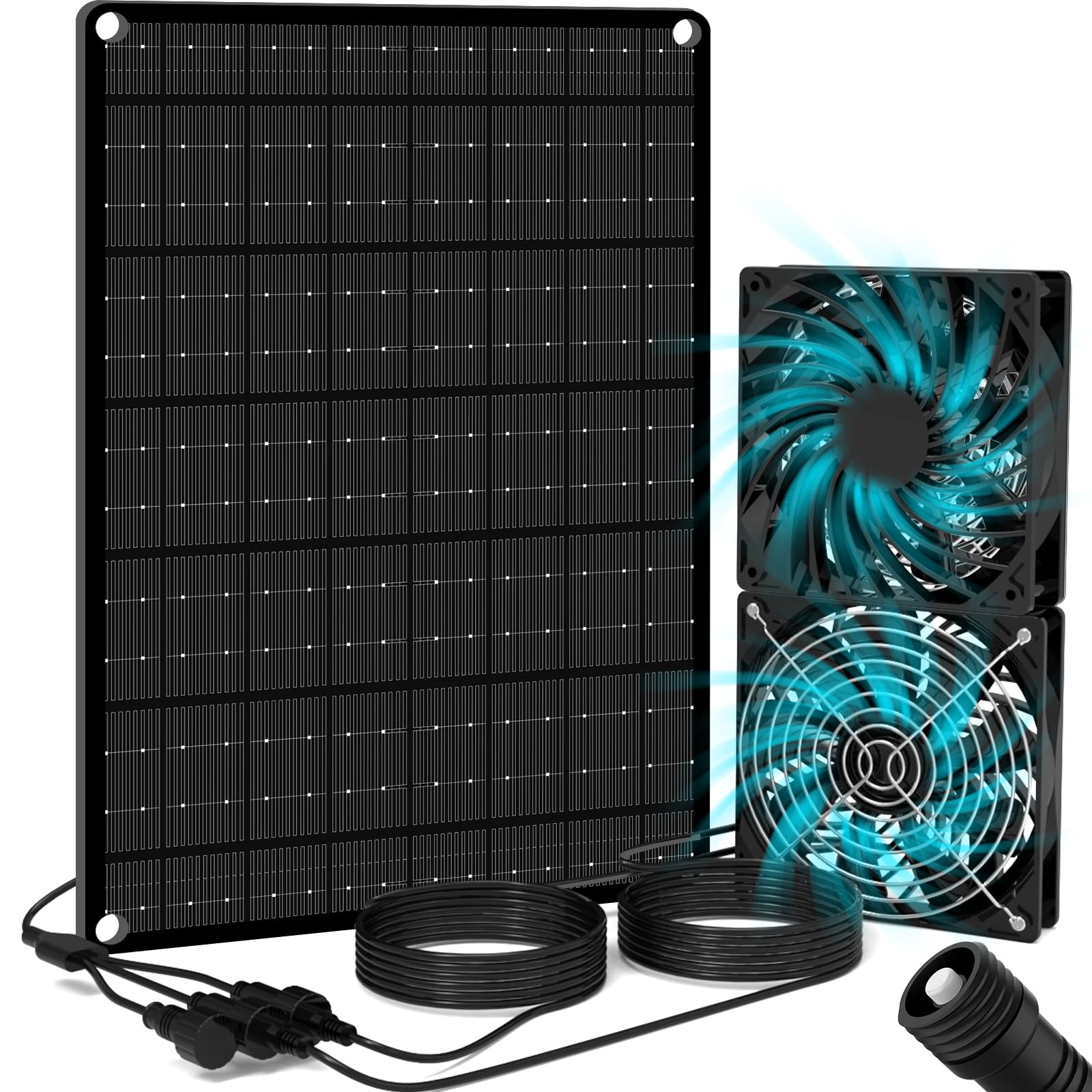 WECOOL Solar Exhaust Fan, 15W Dual Exhaust & Intake Ventilation Fan