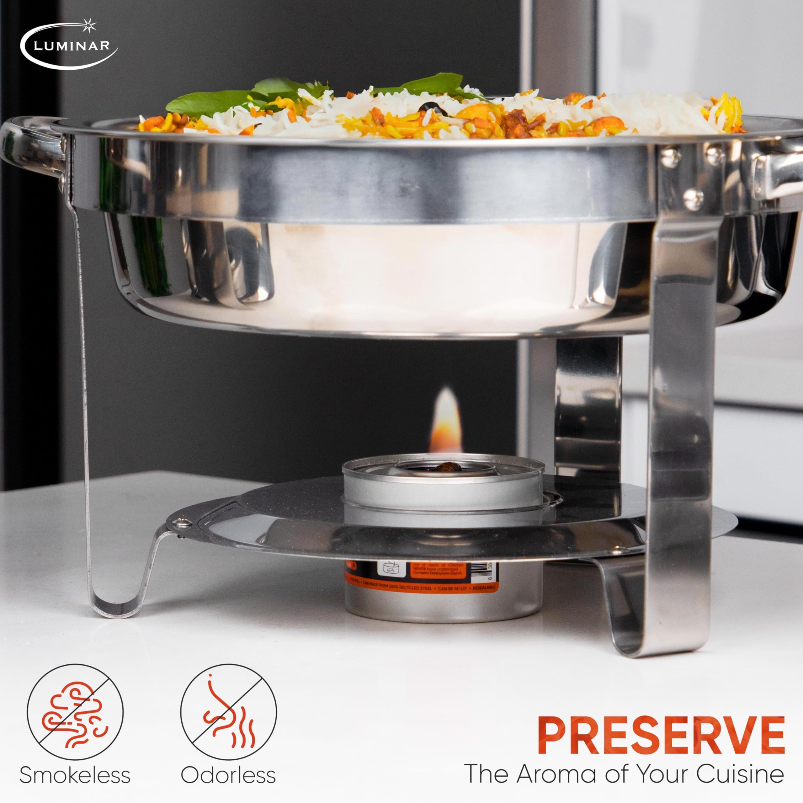 Luminar Resealable-Wick Chafing Fuel Cans, 6 Pack, 6 Hour - Premium Quality Burners for Food Warmers - No More Spills, Waste, or Hassle - Perfect for Convenient, and Long-Lasting Event Catering