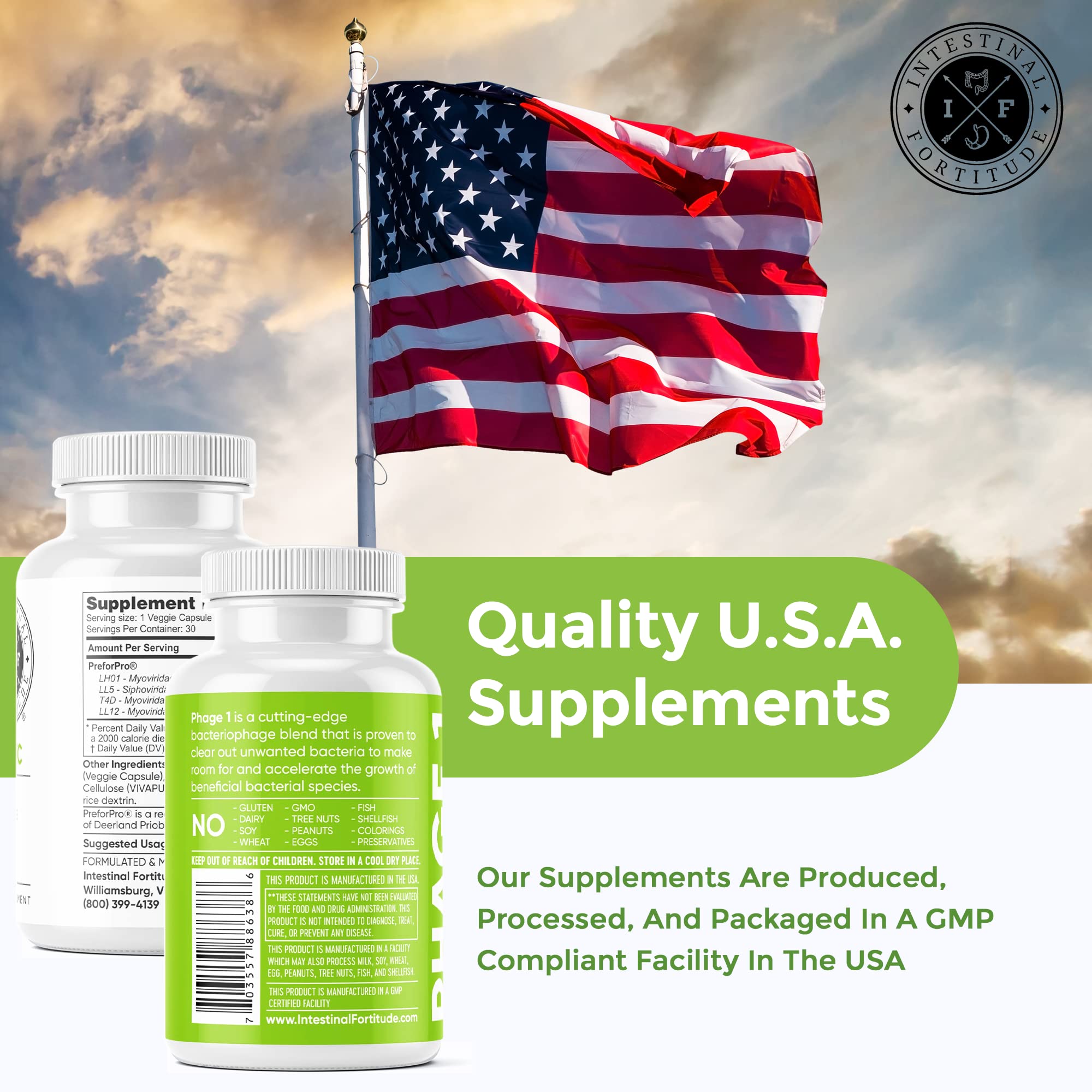 Intestinal Fortitude Phage 1 - Ultimate Gut Health Supplement, Total Restore Intestinal Defense, Patented Bacteriophage Blend for Gut Support, Digestive & Immune System Health, Destroy Bad Bacteria
