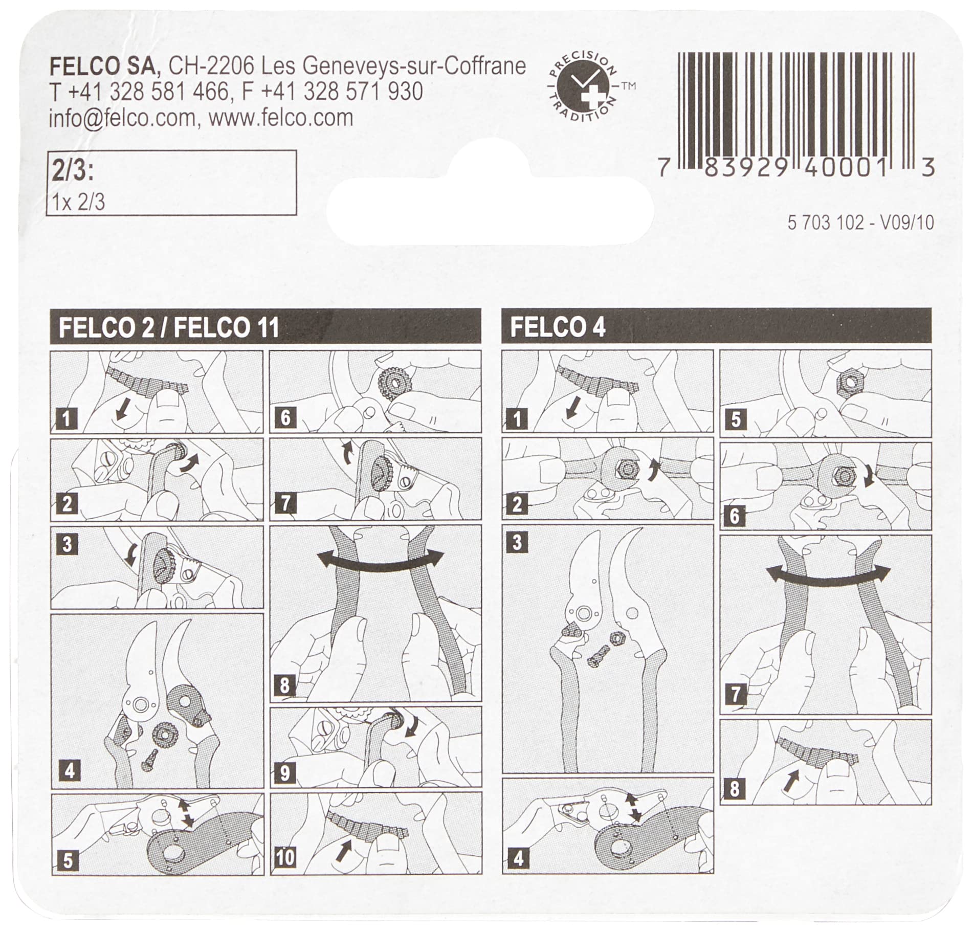 Felco Hand Pruner Replacement Blade (2/3) for Felco hand pruner models: F2, F4 & F11 - Spare Cutting Blade for Garden Pruning Shears & Bypass Clippers (Single Pack)