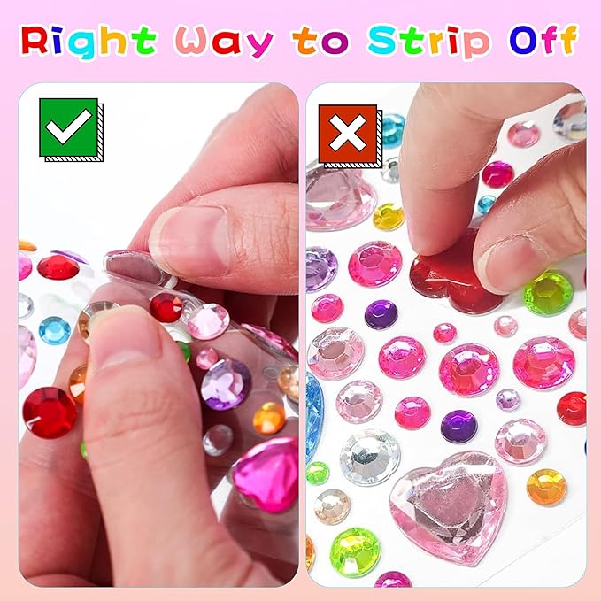 3000 PCS Gem Stickers - Self Adhesive Scrapbook Supplies | Rhinestones for Crafts Supplies,Small Earrings Face Nail Jewels for Kids - Face Gems Body Glitter Hair Jewelry for Women,Travel Essential