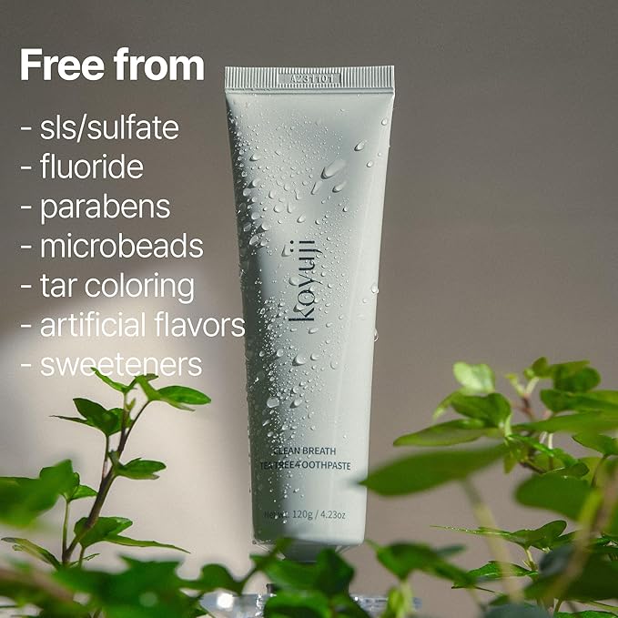 Toothpaste - Natural Toothpaste, Fluoride Free, SLS Free, Foamless, Vegan, Gum Health. Sensitive Teeth, Keep Mouth Moist. (4.23 Fl Oz (Pack of 3), Clean Breath Tea Tree)