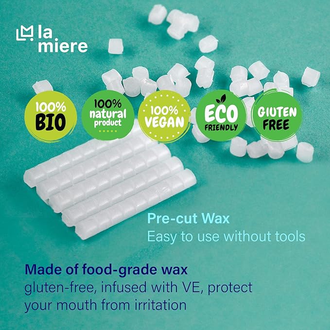 LA MIERE 2 Boxes Pre-Cut Food Grade Dental Wax Orthodontic Wax Braces Wax Shield Lips & Gums Dental Teeth Braces Wearer Mint & Strawberry