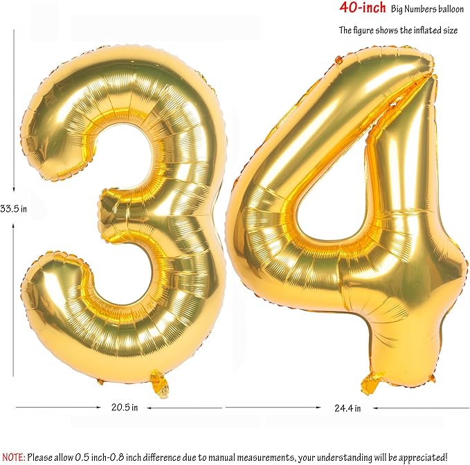 40 Inch gold Number Balloons Helium Foil Mylar Balloon Birthday Party banquet Decoration 34