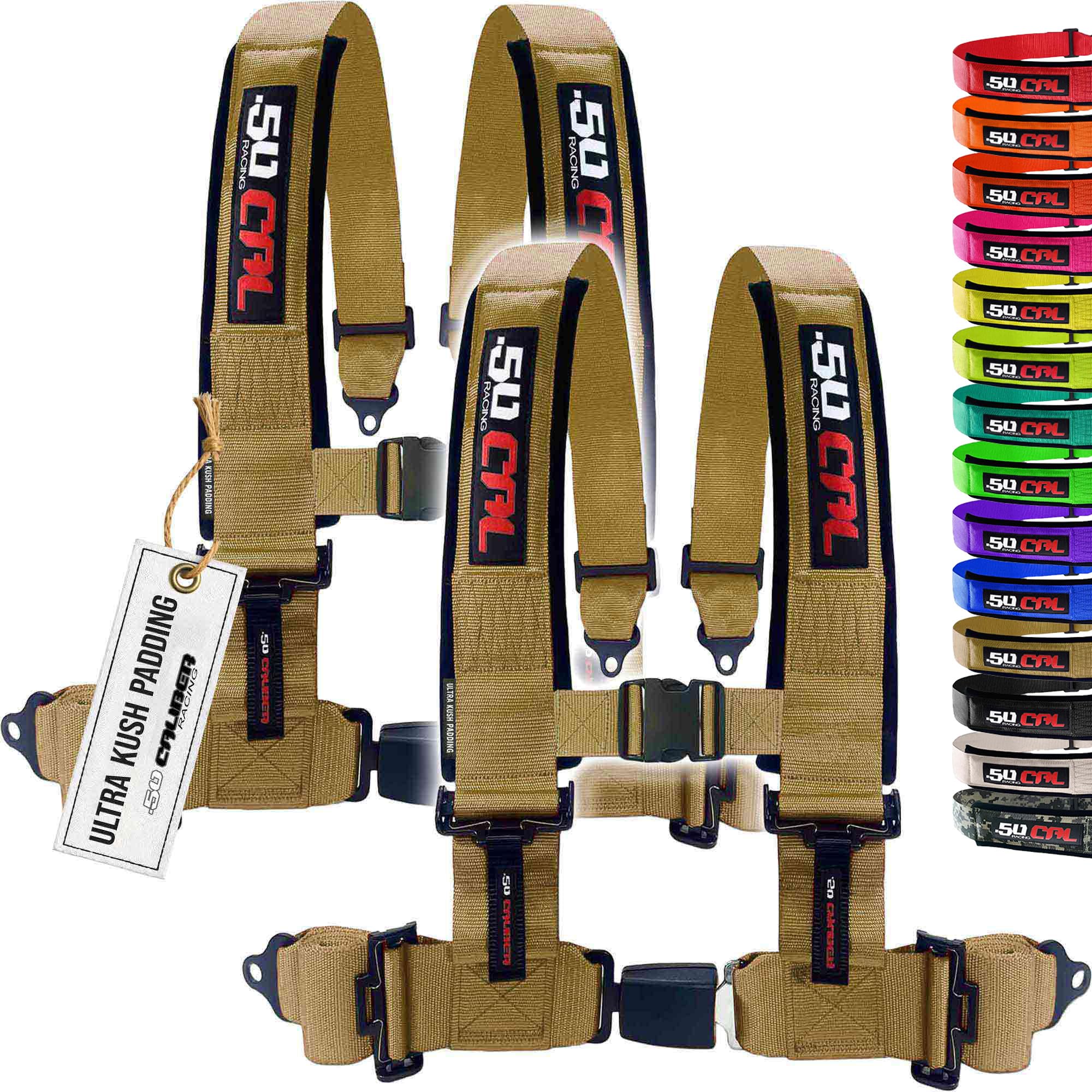 4 point harnesses (2) for bucket seat, push button release, 10 colors to choose from, racing harness 4 point race car UTV RZR (G