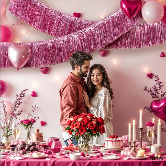 KatchOn, XtraLarge Pink Fringe Banner - 6.5 Ft,Pack of 2 | Fringe Garland for Birthday Party | Pink Streamers for Gender Reveal, Bachelorette Party Decorations | Graduation Decorations 2026