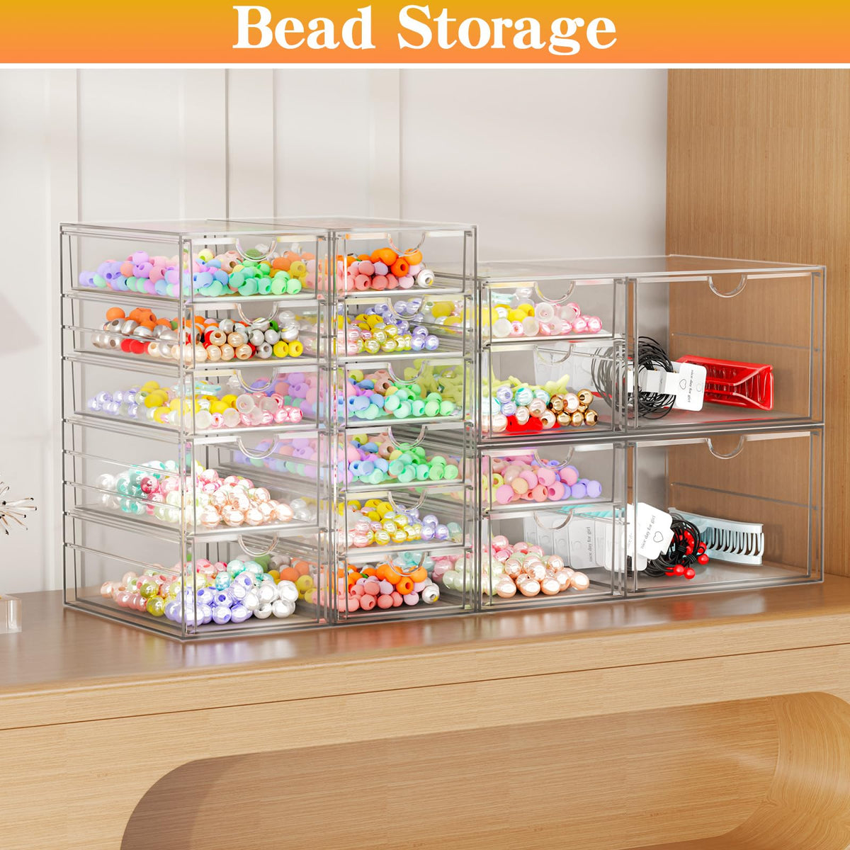 Acrylic Makeup Organizer with 17 Drawers, 4 Pack Clear Bathroom Counter Organizer for Palettes, Cosmetic, and Beauty Supplies,Ideal for Vanity, Cabinet,Desk Organization